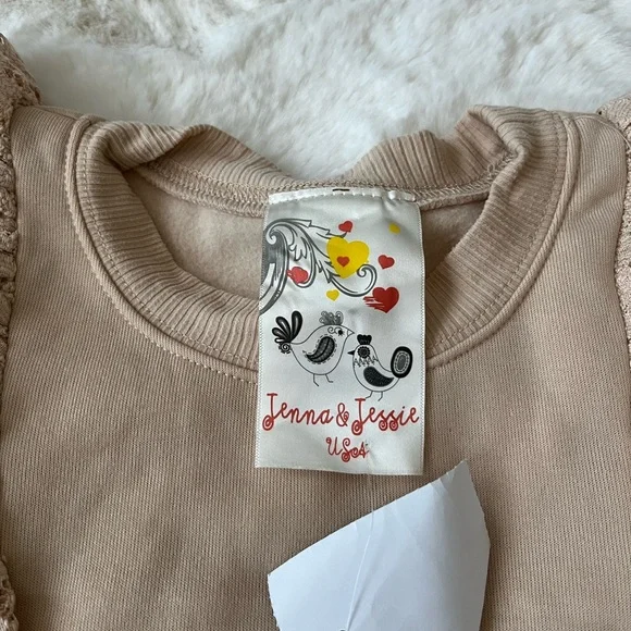 Tan Sweater with Lace Ruffles - Picture 2 of 2